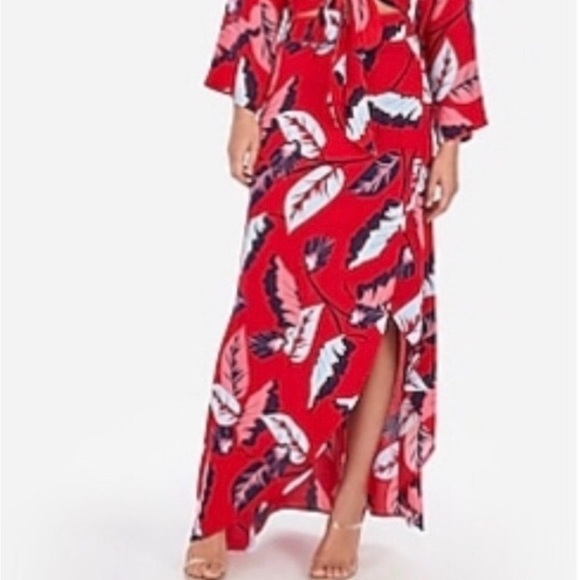 Express Dresses & Skirts - Express Maxi Wrap Skirt Size Small Tropical Flowy Woman’s Red White Blue